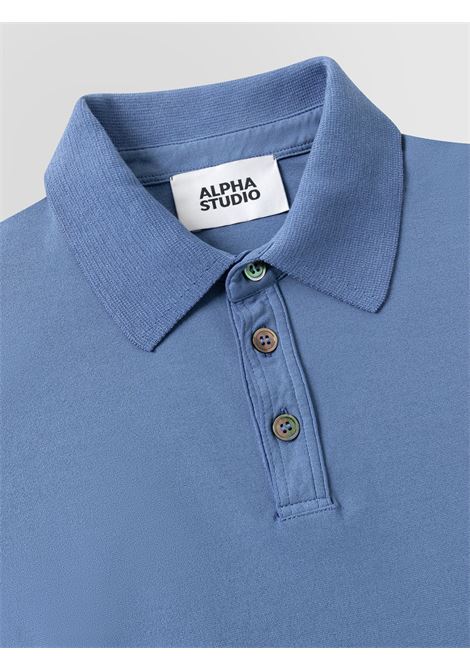 Alpha Studio polo in ice cotton denim con colletto a costine e tre bottoni ALPHA STUDIO | Polo | AU-5336B1007